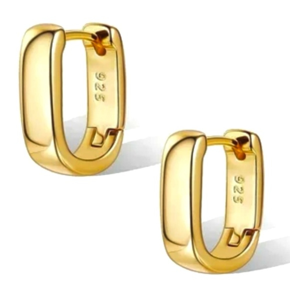 Chunky small U Hoops 18k gold over Sterling